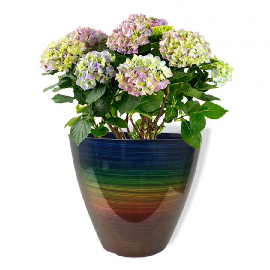 13” Rainbow Glazed Planter